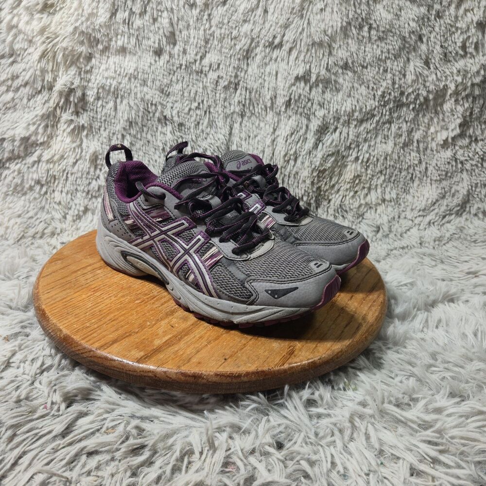Asics Gel Venture 5 Womens Grey Black Purple Running Sneaker Size 10 Retro Y2K
